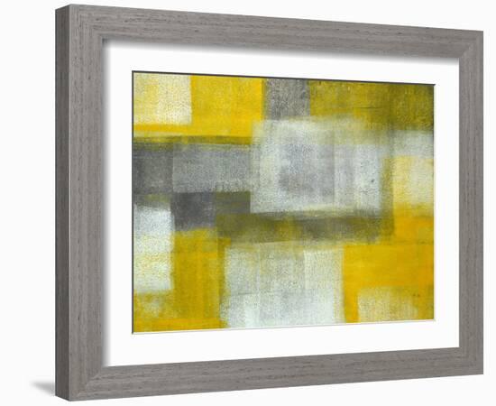 Grey and Yellow Abstract Art Painting-T30Gallery-Framed Art Print