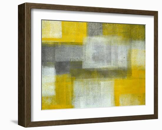 Grey and Yellow Abstract Art Painting-T30Gallery-Framed Art Print