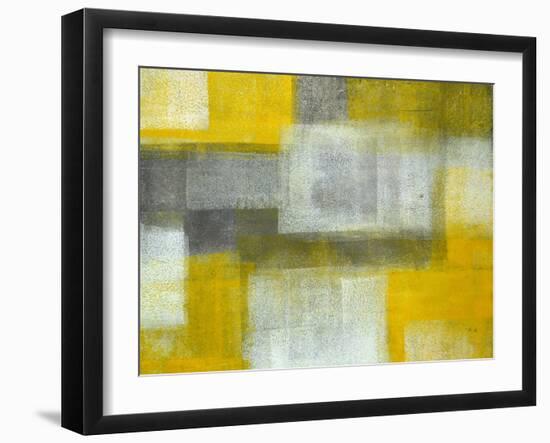 Grey and Yellow Abstract Art Painting-T30Gallery-Framed Art Print