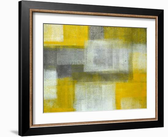 Grey and Yellow Abstract Art Painting-T30Gallery-Framed Art Print