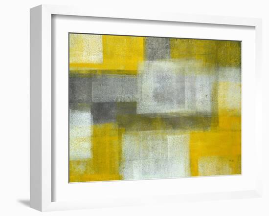 Grey and Yellow Abstract Art Painting-T30Gallery-Framed Art Print