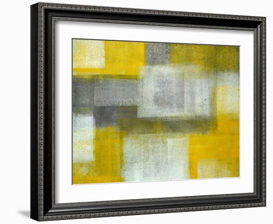 Grey and Yellow Abstract Art Painting-T30Gallery-Framed Art Print