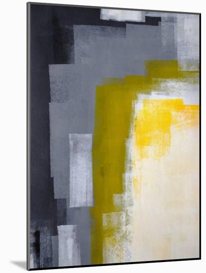 Grey And Yellow Abstract Art Painting-T30Gallery-Mounted Art Print