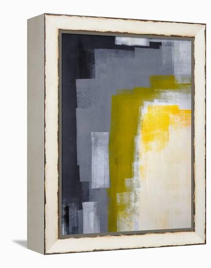 Grey And Yellow Abstract Art Painting-T30Gallery-Framed Stretched Canvas
