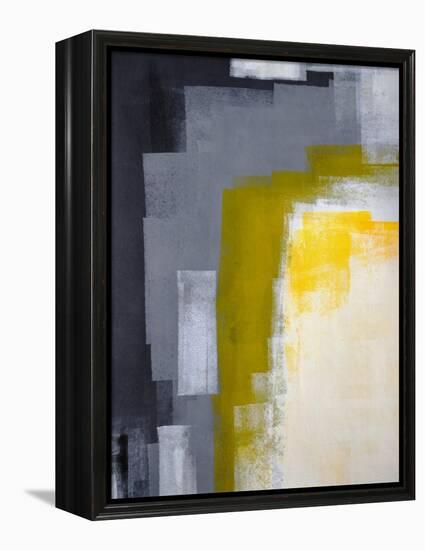 Grey And Yellow Abstract Art Painting-T30Gallery-Framed Stretched Canvas