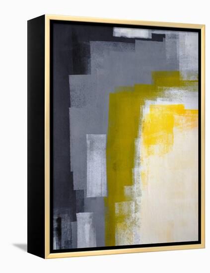 Grey And Yellow Abstract Art Painting-T30Gallery-Framed Stretched Canvas