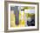 Grey And Yellow Abstract Art Painting-T30Gallery-Framed Art Print