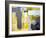 Grey And Yellow Abstract Art Painting-T30Gallery-Framed Art Print