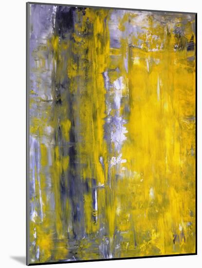 Grey And Yellow Abstract Art Painting-T30Gallery-Mounted Art Print