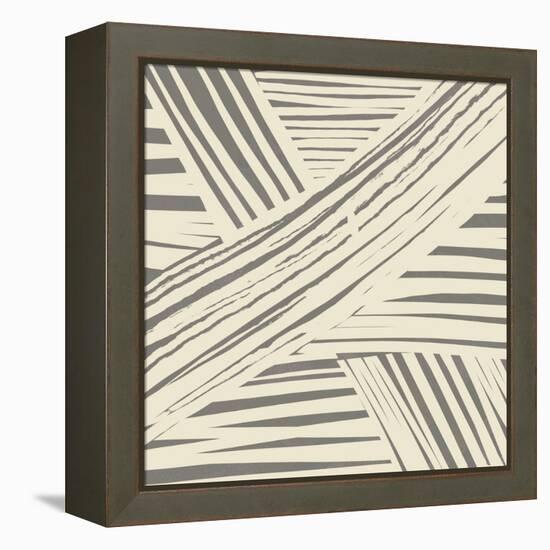 Grey Diagonal Stripe Pattern-Little Dean-Framed Premier Image Canvas