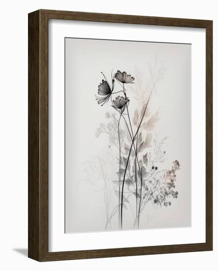 Grey Flowers II-Lana Kristiansen-Framed Art Print