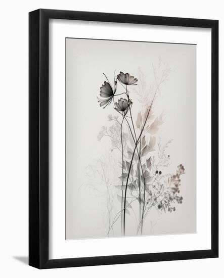 Grey Flowers II-Lana Kristiansen-Framed Art Print