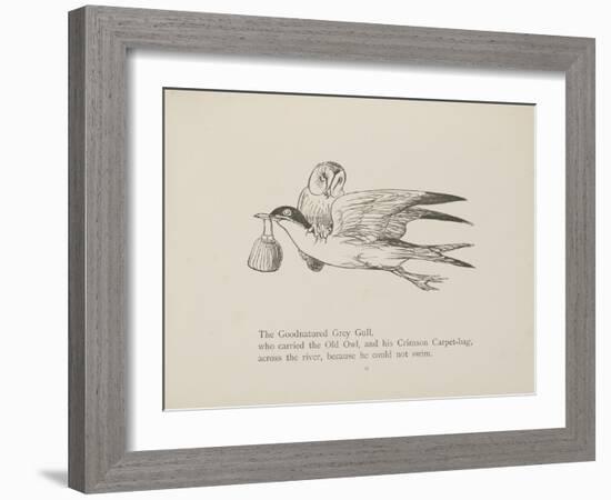 Grey Gull, Carrying Owl and Carpet Bag From a Collection Of Poems and Songs by Edward Lear-Edward Lear-Framed Giclee Print