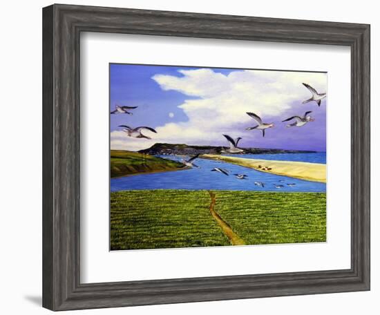 Grey Lag Geese Landing on the Fleet, 2008-Liz Wright-Framed Giclee Print