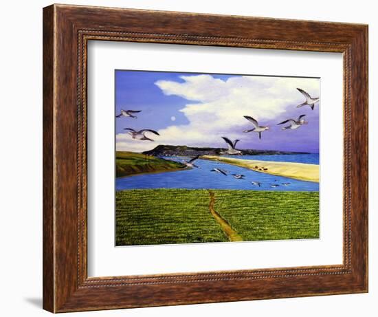 Grey Lag Geese Landing on the Fleet, 2008-Liz Wright-Framed Giclee Print