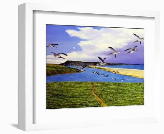 Grey Lag Geese Landing on the Fleet, 2008-Liz Wright-Framed Giclee Print