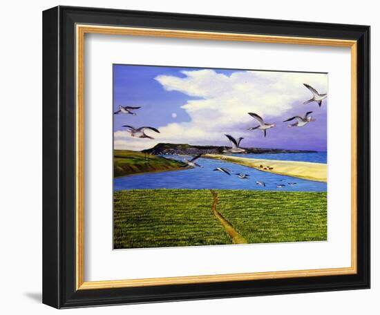 Grey Lag Geese Landing on the Fleet, 2008-Liz Wright-Framed Giclee Print