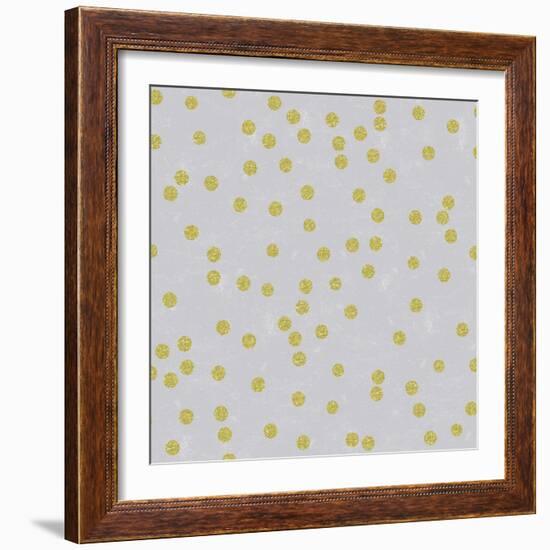 Grey Linen Golden Round Confetti-Tina Lavoie-Framed Giclee Print