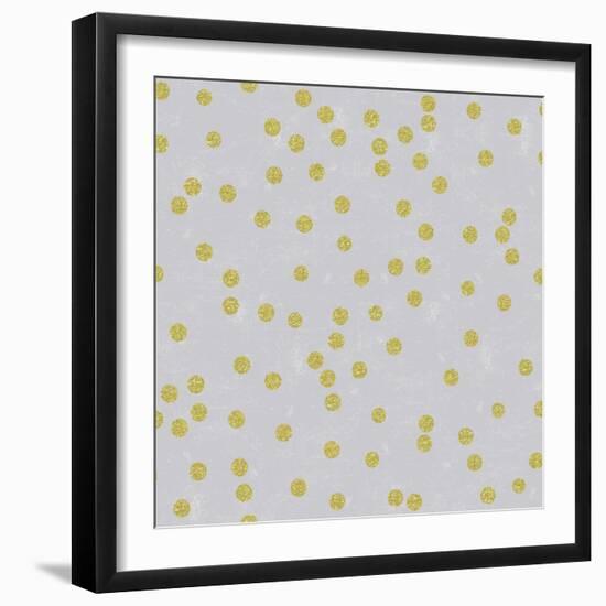 Grey Linen Golden Round Confetti-Tina Lavoie-Framed Giclee Print