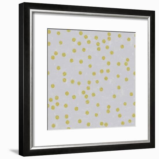 Grey Linen Golden Round Confetti-Tina Lavoie-Framed Giclee Print