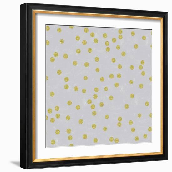 Grey Linen Golden Round Confetti-Tina Lavoie-Framed Giclee Print