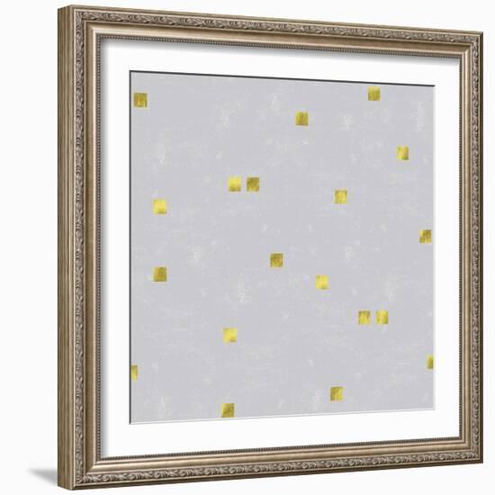 Grey Linen Golden Squares Confetti-Tina Lavoie-Framed Giclee Print