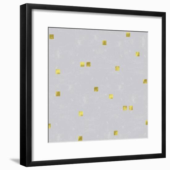 Grey Linen Golden Squares Confetti-Tina Lavoie-Framed Giclee Print