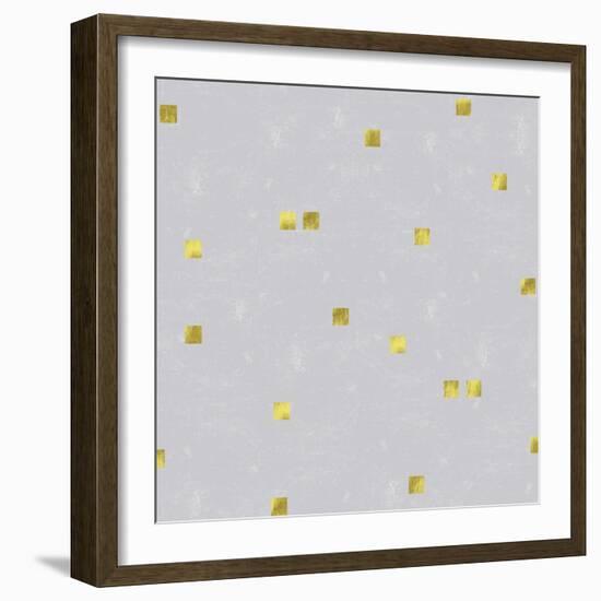 Grey Linen Golden Squares Confetti-Tina Lavoie-Framed Giclee Print