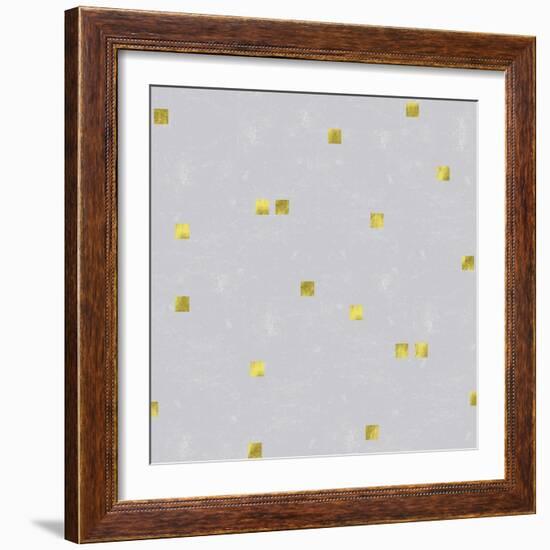 Grey Linen Golden Squares Confetti-Tina Lavoie-Framed Giclee Print