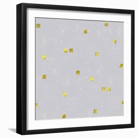 Grey Linen Golden Squares Confetti-Tina Lavoie-Framed Giclee Print