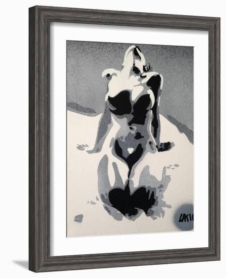 Grey Nude-Abstract Graffiti-Framed Giclee Print