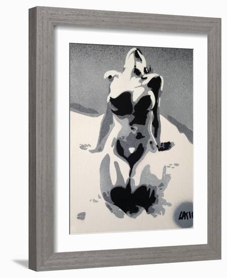 Grey Nude-Abstract Graffiti-Framed Giclee Print