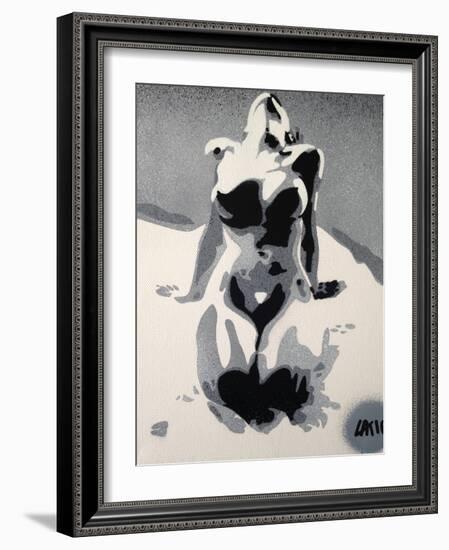 Grey Nude-Abstract Graffiti-Framed Giclee Print