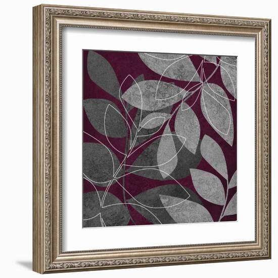 Grey Purple Leaves 2-Kristin Emery-Framed Art Print