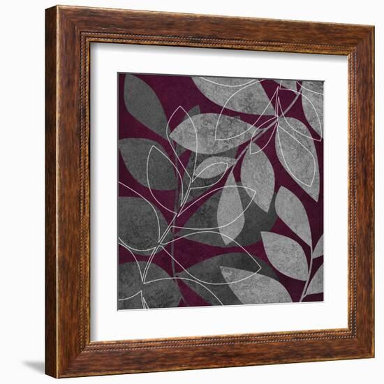 Grey Purple Leaves 2-Kristin Emery-Framed Art Print