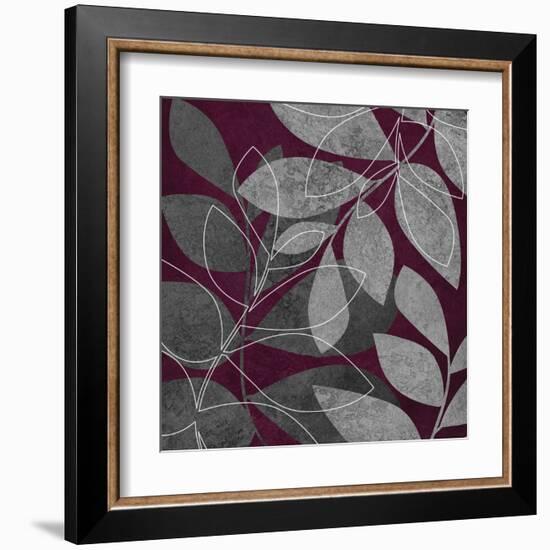 Grey Purple Leaves 2-Kristin Emery-Framed Art Print