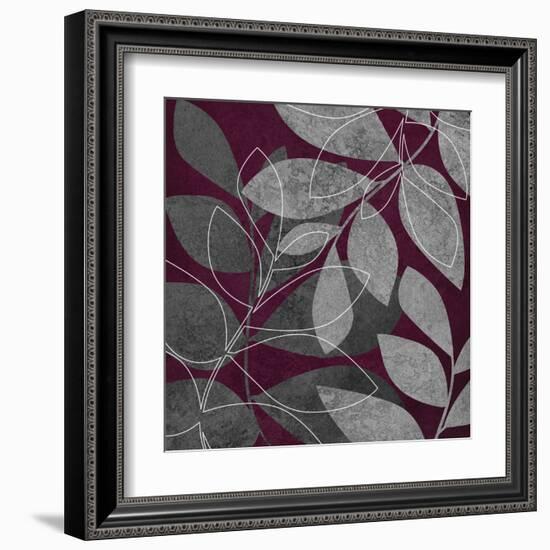 Grey Purple Leaves 2-Kristin Emery-Framed Art Print