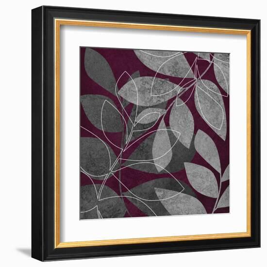 Grey Purple Leaves 2-Kristin Emery-Framed Art Print