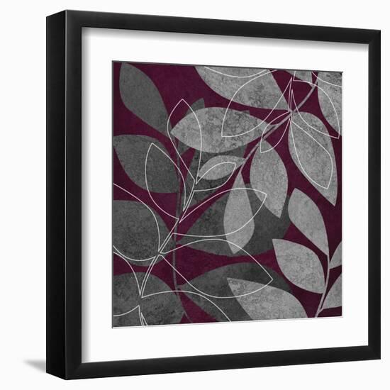 Grey Purple Leaves 2-Kristin Emery-Framed Art Print