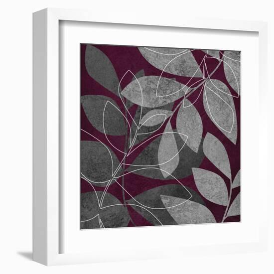 Grey Purple Leaves 2-Kristin Emery-Framed Art Print