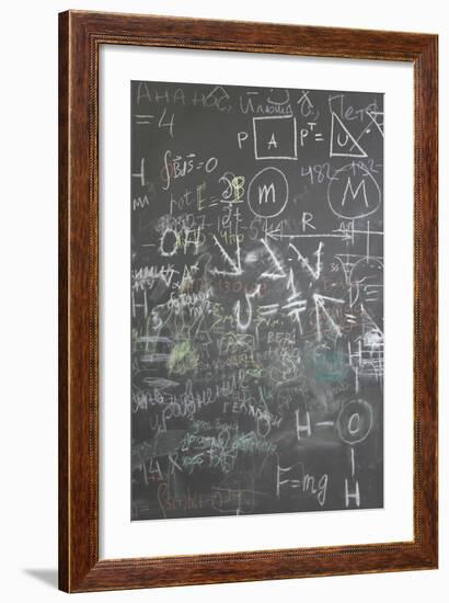 Grey School Chalkboard with Many Different Formuls, Signs and Counts Vertical-Paha_L-Framed Premium Giclee Print