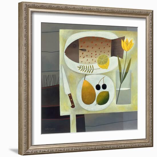 Grey Still Life with Fish, 1999-Reg Cartwright-Framed Giclee Print