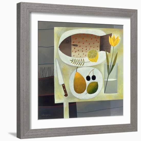 Grey Still Life with Fish, 1999-Reg Cartwright-Framed Giclee Print