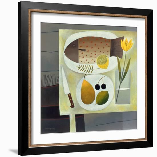 Grey Still Life with Fish, 1999-Reg Cartwright-Framed Giclee Print