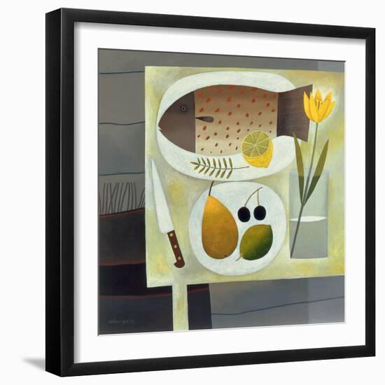 Grey Still Life with Fish, 1999-Reg Cartwright-Framed Giclee Print