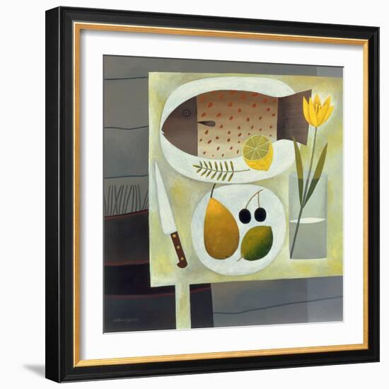 Grey Still Life with Fish, 1999-Reg Cartwright-Framed Giclee Print