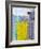 Grey, Teal And Yellow Abstract Art Painting-T30Gallery-Framed Art Print