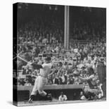 Yankee Mickey Mantle in Action, Swinging Bat with Catcher and Umpire Behind Him-Grey Villet-Premier Image Canvas