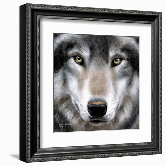 Grey Wolf Portrait-Sarah Stribbling-Framed Art Print