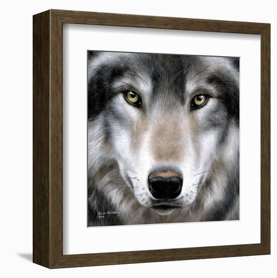 Grey Wolf Portrait-Sarah Stribbling-Framed Art Print